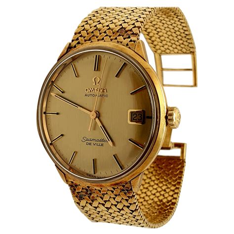 omega deville 18kt gold watch|omega deville gold watch price.